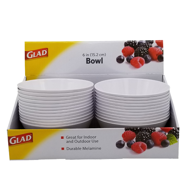 ****Glad Melamine Funnel Bowl 6in, White