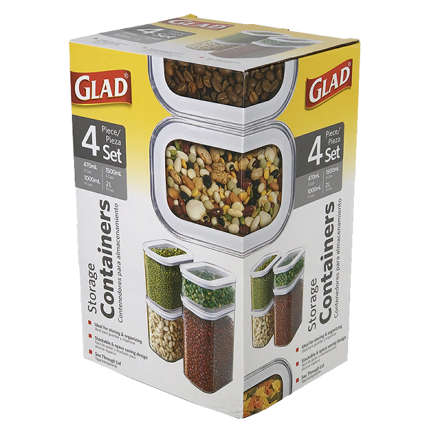 Glad Dry Food Storage Containers, 4pc Set