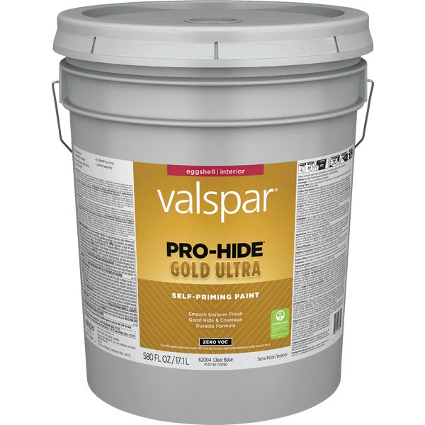 Valspar Pro Hide Gold Ultra Zero VOC Latex Eggshell Interior Paint, Clear Base, 5 Gal