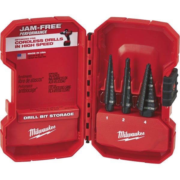 ****Milwaukee 3-Piece Black Oxide Step Drill Bit Set, #1 #2 #4