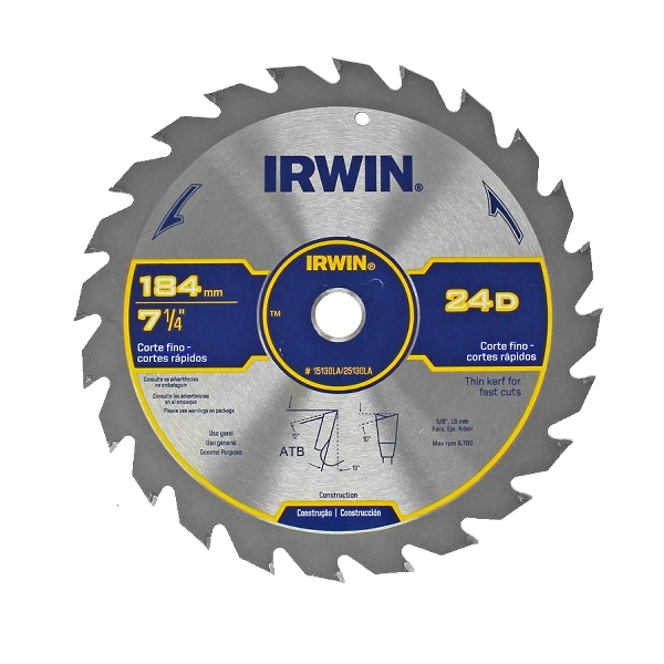 ****IRWIN Tools Classic Series Circular Saw Blade 24T, 184mm 7.25 In.