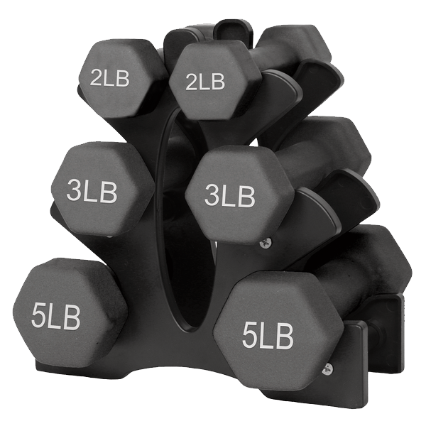 Gym Master 20 Lb Neoprene Dumbbell Set, Black - 2 x 2 Lb, 2 x 3 Lb, 2 x 5 Lb