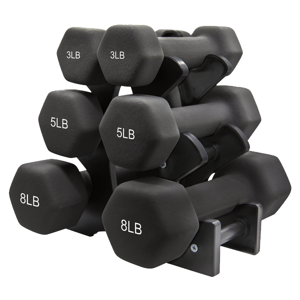 Gym Master 32 Lb Neoprene Dumbbell Set, Black - 2 x 3 Lb, 2 x 5 Lb, 2 x 8 Lb