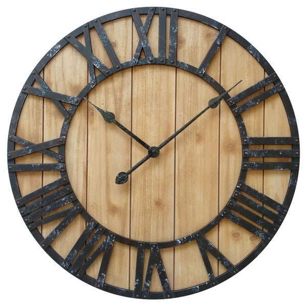 ****Westclox 16 In. Wall Clock Natural Wood Grain with Raised Roman Numerals