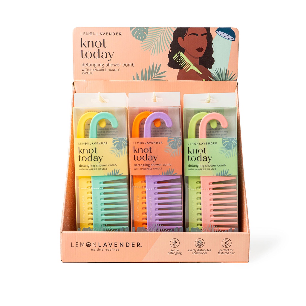 Lemon Lavender Knot Today Detangling Shower Comb 2pk