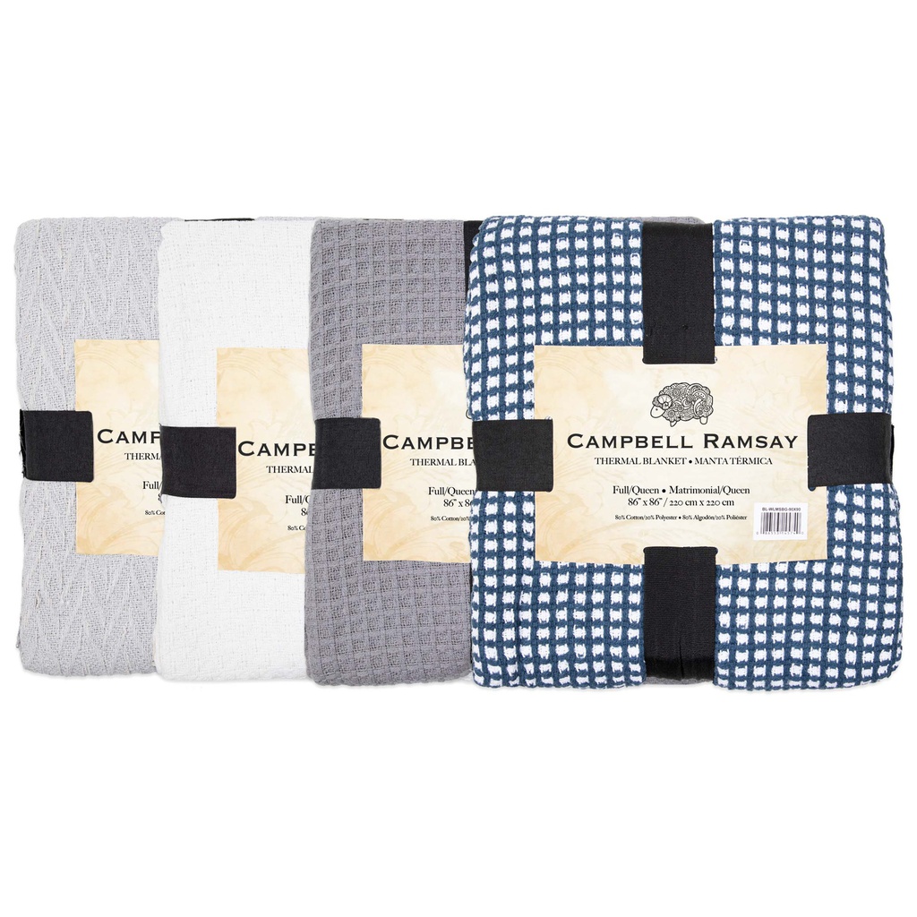 ****Campbell Ramsay Cotton Blanket 108 x 90 In. Assorted