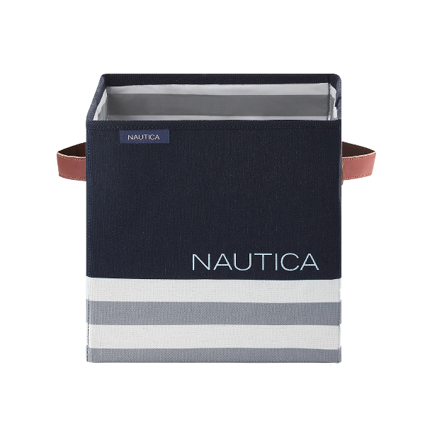 Nautica Folding Storage Cube, Navy Stripe