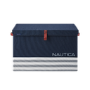 Nautica Folding Rectangular Hamper/ Storage Trunk with Lid, Navy Stripe
