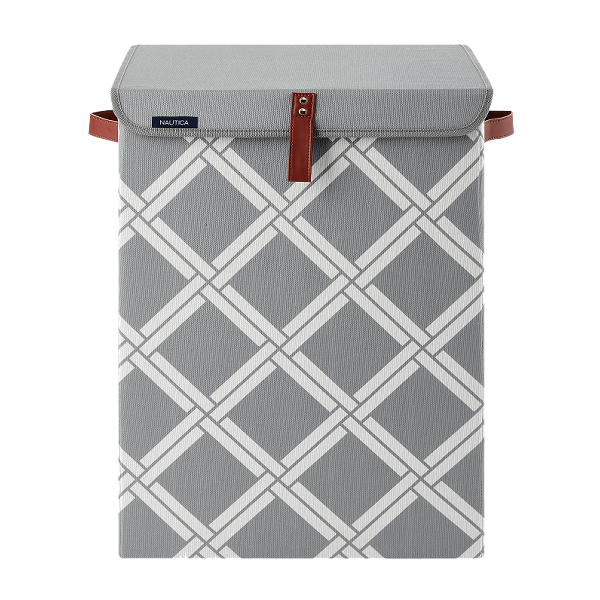 ****Nautica Folding Hamper with Lid, Gray Weave
