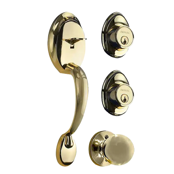 ****Fanal Versalles Entry Handleset Double Cylinder, Polished Brass