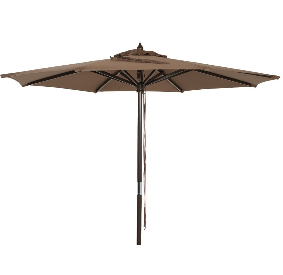 Outdoor Expressions Market Patio Umbrella 7.5 Ft. Brown with Chrome Plated Hardware
