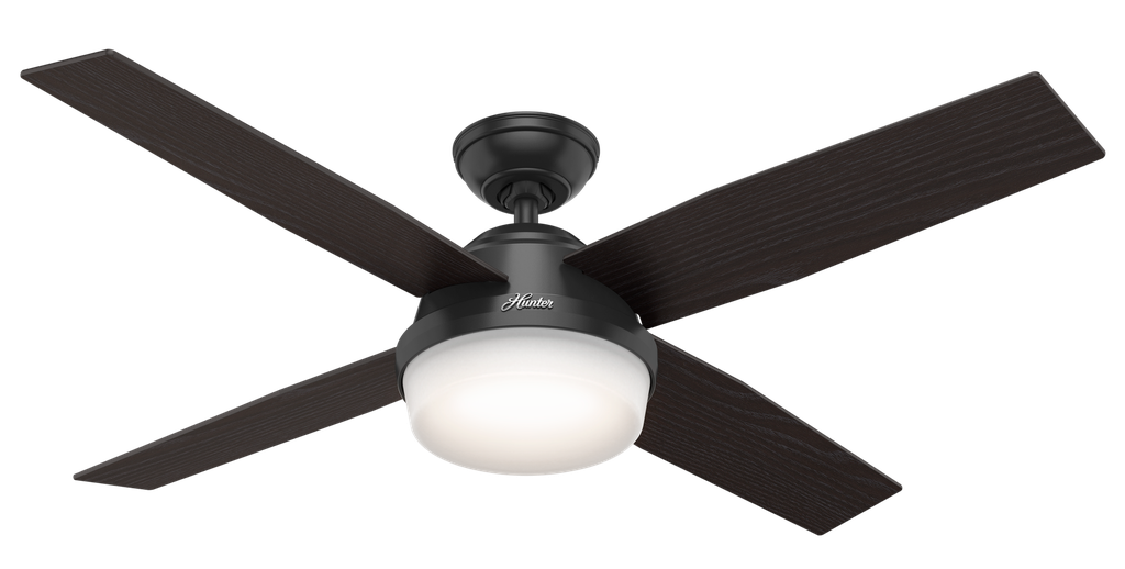 Hunter Dempsey Ceiling Fan 52 In. with LED Light and Remote, Matte Black/ Dark Walnut