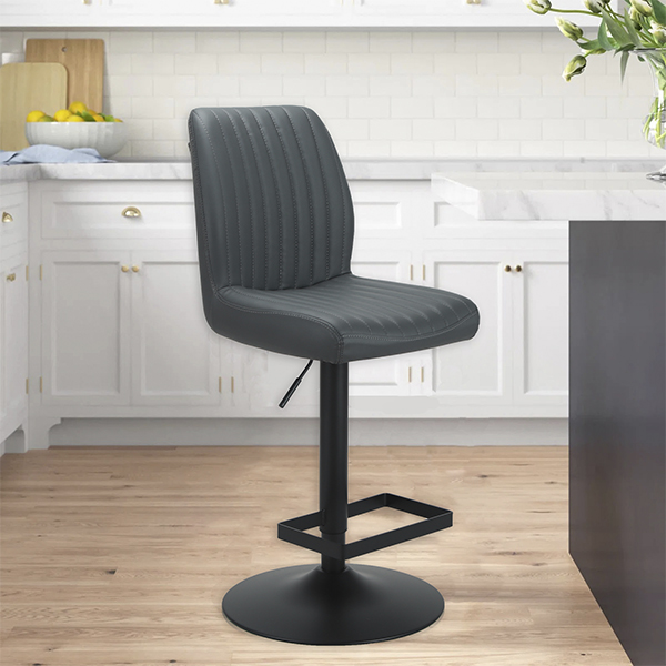 Mobel Pedestal Bar Stool, Dark Grey