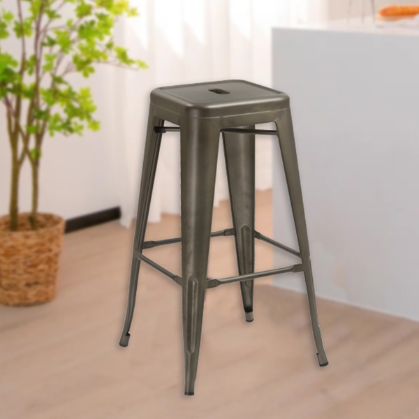 Mobel Backless Iron Bar Stool, Silver