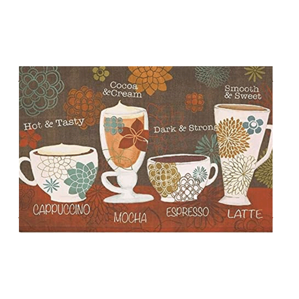 Classy Homes Foam Kitchen Mat, Floral Mugs 18x30 in.