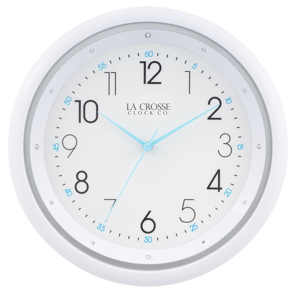 La Crosse Silent Quartz Analog Clock with Night Vision 10 In. White