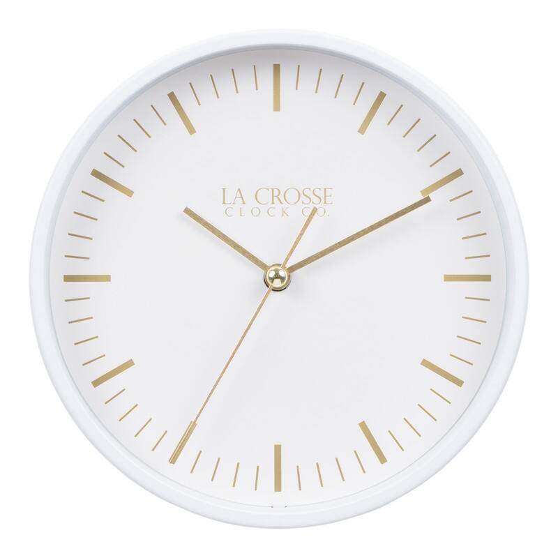 La Crosse Etta Silent Quartz Analog Metal Wall/Table Clock 6 In. White