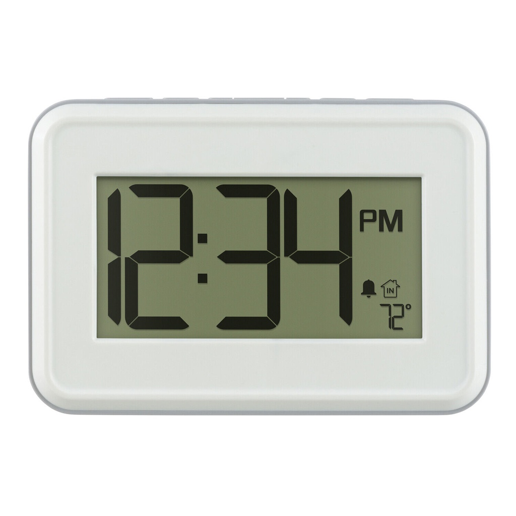 La Crosse Digital Wall Clock with Indoor Temp and Timer, White