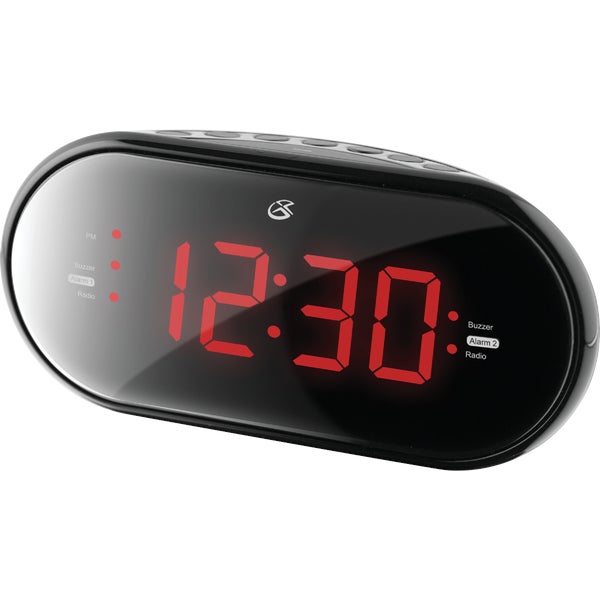 GPX Dual Alarm Clock Radio, Black