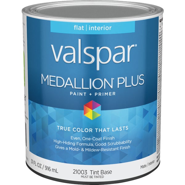 Valspar Medallion Plus Premium Paint &amp; Primer Flat Interior Paint, Tint Base, 1 Qt.