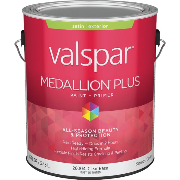 ****Valspar Medallion Plus Premium Paint &amp; Primer Satin Exterior Paint, Clear Base, 1 Gal.
