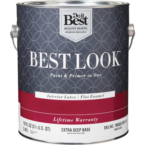 Best Look Latex Premium Paint &amp; Primer In One Flat Enamel Interior Wall Paint, Extra Deep Base, 1 Gal.