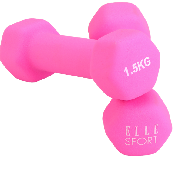 Elle Sport Neoprene Dumbbells 1.5kg, Hot Pink - Pair