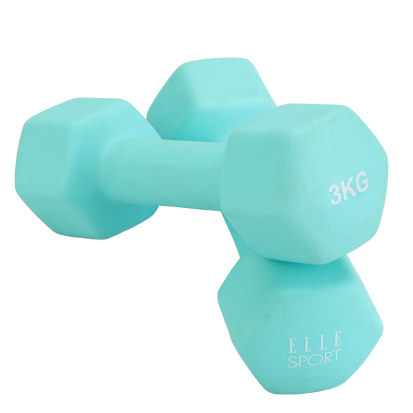 Elle Sport Neoprene Dumbbells 3 kg, Aqua - Pair