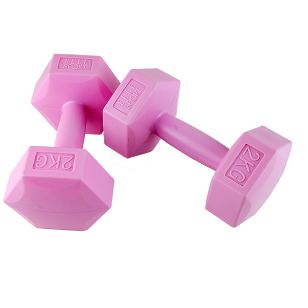 Elle Sport PE Cement Dumbbells 2kg, Soft Pink - Pair