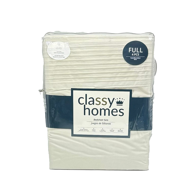 Classy Homes Full 4pc Solid Sheet Set With Horizontal Design