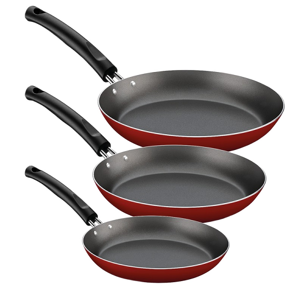 ****Tramontina Non-Stick Frying Pans, Red - Set of 3