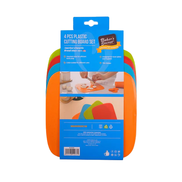 Baker's Secret 4pc Plastic Multi-Colour Cutting Board Set 7.8 In. (20cm)