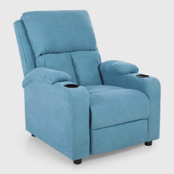 Ideal Furniture Recliner Sofa, Blue Suede