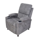 Ideal Furniture Recliner Sofa, Grey Suede