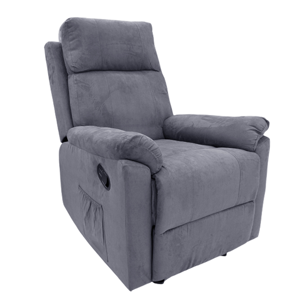 Ideal Furniture Rocking Recliner Sofa, Grey Suede