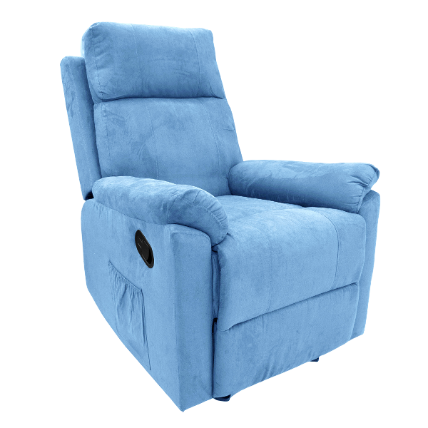 Ideal Furniture Rocking Recliner Sofa, Blue Suede