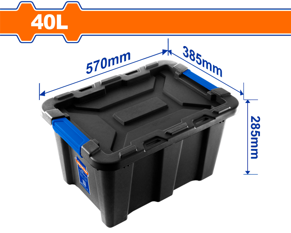 Wadfow 40L Plastic Storage Tote 23 x 15 x 11 In.