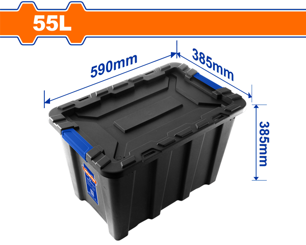 Wadfow 55L Plastic Storage Tote 23 x 15 x 15 In.