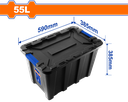 Wadfow 55L Plastic Storage Tote 23 x 15 x 15 In.