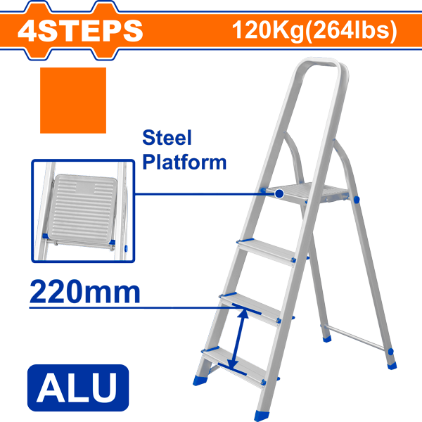 Wadfow 4-Step Household Ladder Steel &amp; Aluminium