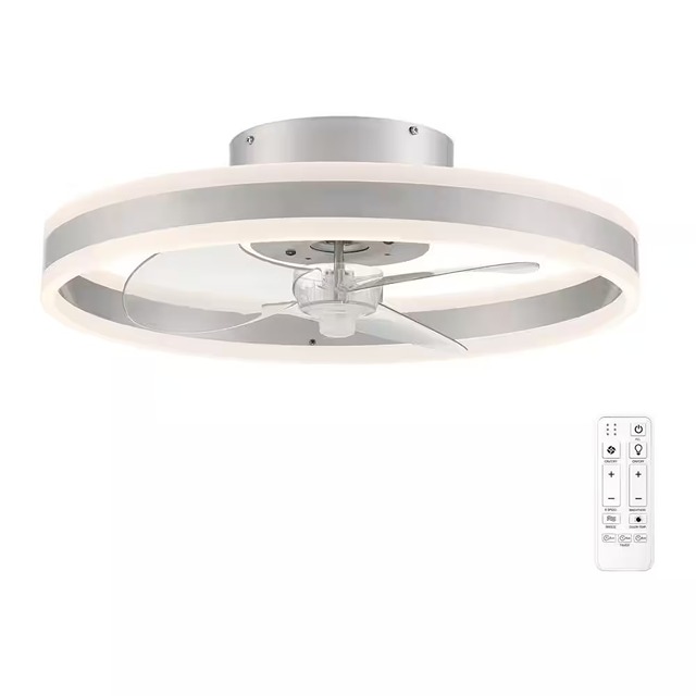 Hampton Bay Preen Integrated LED Indoor Ceiling Fan with CCT 20 In. Silver (C.F.M - 861)