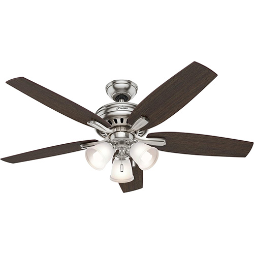 Hunter Newsome Indoor Ceiling Fan with Light Kit 52 In. Brushed Nickel