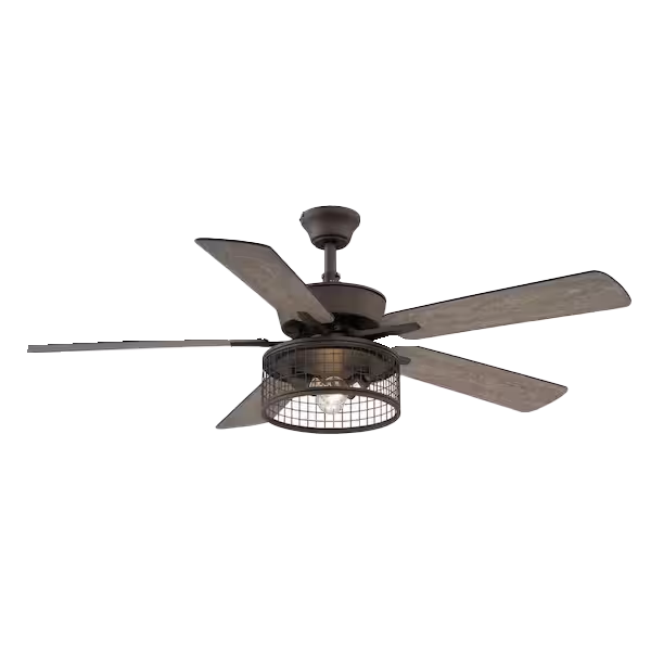 Hampton Bay Ansell 52 in. LED Indoor Espresso Bronze Ceiling Fan with Light and Remote Control Included (C.F.M - 4854)