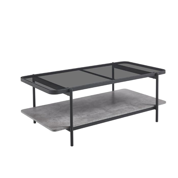 Ideal Furniture Coffee Table Iron/ Glass Top, Grey