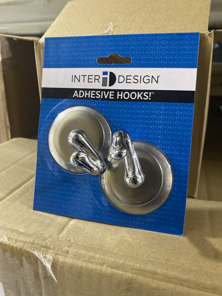 iDesign York Self Adhesive Hooks, Medium, Brushed SS/Chrome - Set of 2