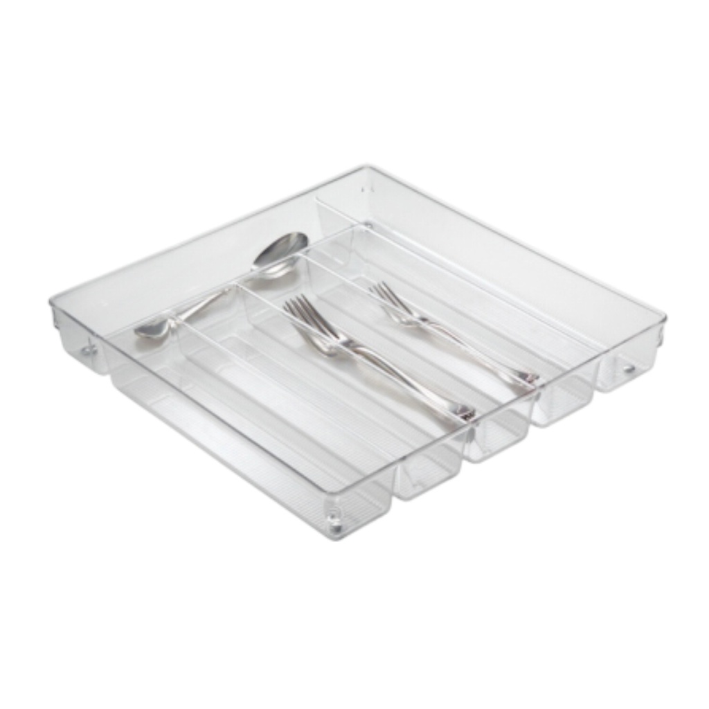 iDesign Linus Drawer Organizer Cutlery/Utensil Holder, Clear