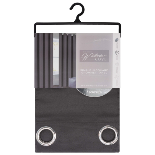 Dutty Grommet Window Curtain Panel 55 x 90 In. Grey