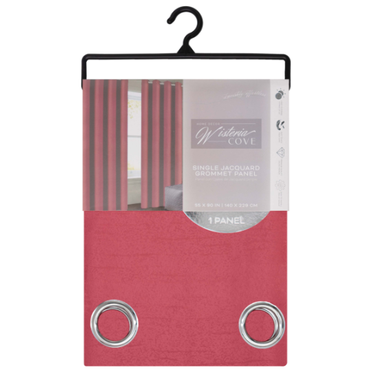 Stripen Grommet Window Curtain Panel 55 x 90 In. Coral