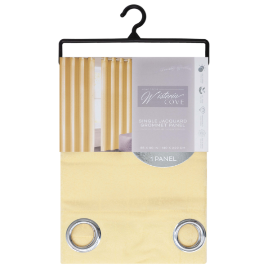 Stripen Grommet Window Curtain Panel 55 x 90 In. Yellow