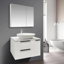 Royal Homes Bathroom Vanity, 2-Drawers with Side Shelf and LED Mirror Cabinet, 31.4x19.6x15.5In. (800x500x420mm)
